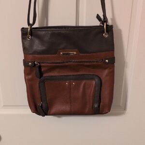 Stone Mountain Two-Tone Brown Crossbody Shoulder Bag